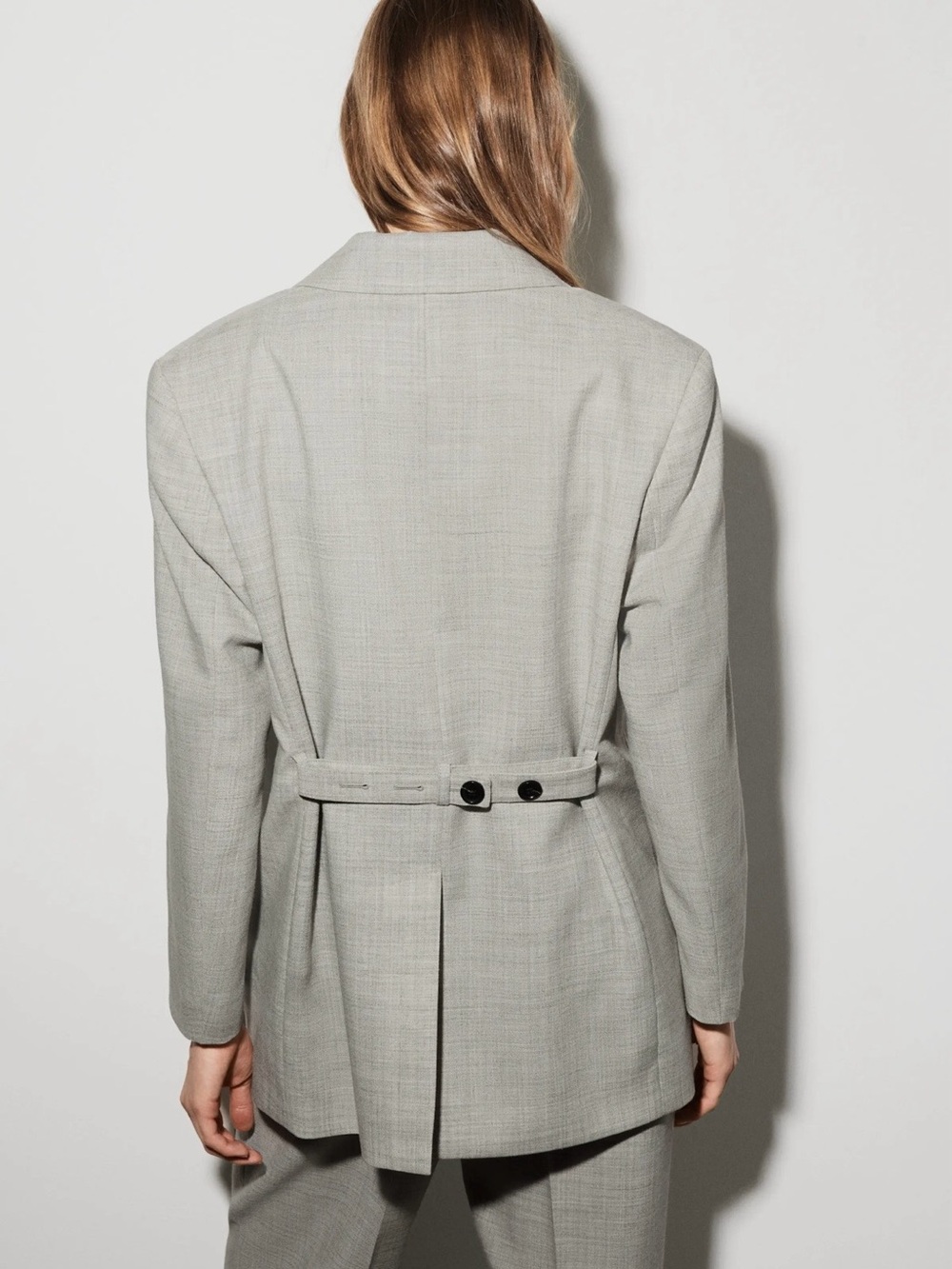 NEW Cos Blazer Women 8 Structured Wool Linen Blend Taupe Relaxed Minimalist - Picture 13 of 16